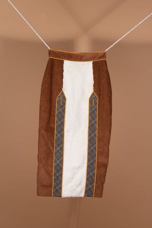 Suspender Skirt (cotton corduroy, faux fur)
