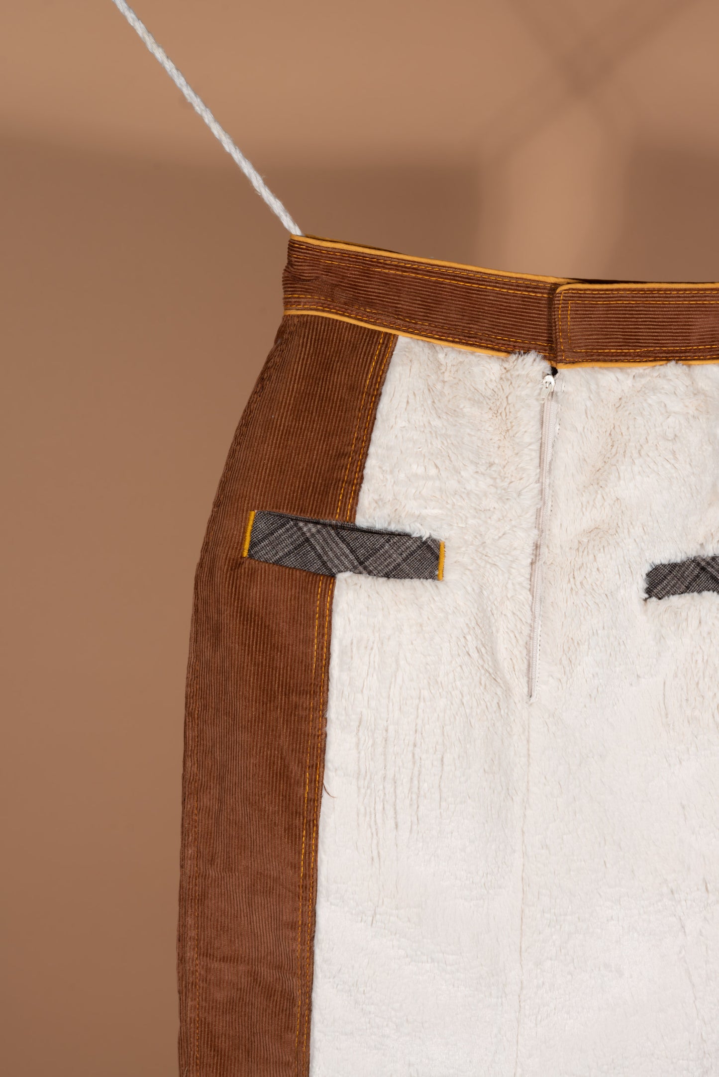 Suspender Skirt (cotton corduroy, faux fur)